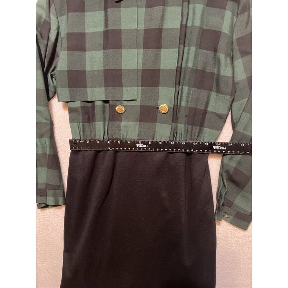 Vintage 80’s Dress R. J. Stevens By Carol Escritor Black Green Size 8 - Picture 4 of 10